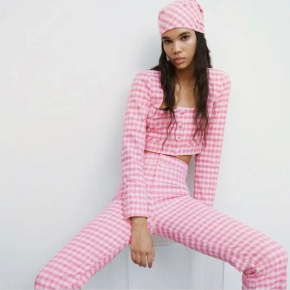 Zara Pink Checkered Two-Piece Set